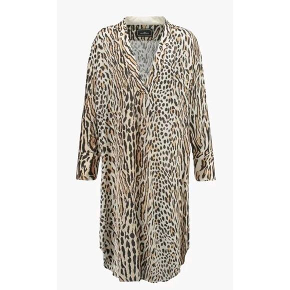 BY MALENE BIRGER Isslania Curved Hem Leopard print Shirt Dress Small? - Picture 3 of 12
